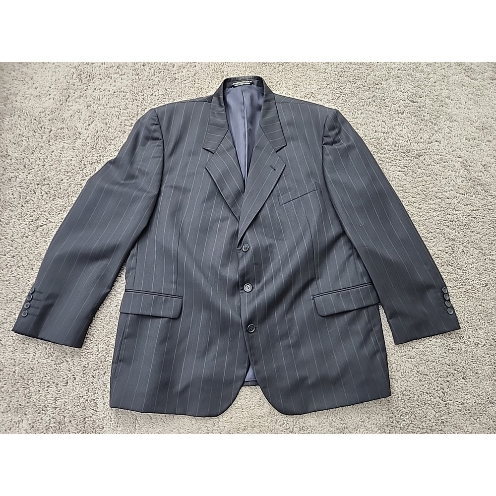 Fenzia Blazer Mens 48R Blue Pinstripe 100% Wool 3-Button Cecchi Paolo Italy Coat